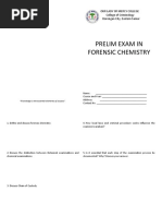 Prelim Exam in Forensic Chemistry: Our Lady of Mercy College College of Criminology Borongan City, Eastern Samar