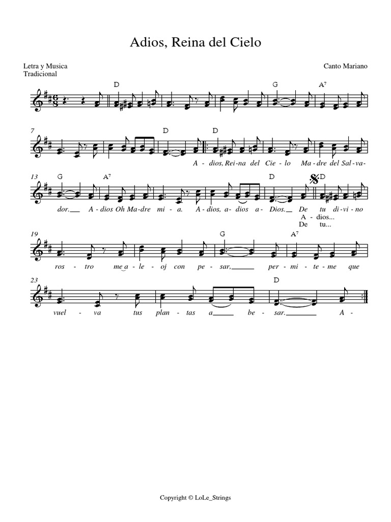 Adios Reina Del Cielo - Chords | PDF