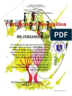 Certificate of Recognition: Mr. Fernando D. Dayos