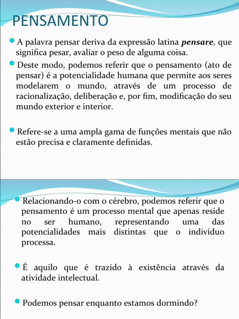 PENSAMENTO e LINGUAGEM | PDF | Pensamento | Mente
