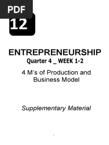 Q4 Week 1 2 ENTREP - 4Ms of Production and Business Model James Francis Magdalino G 12 COOKERY