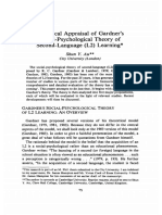 A of (L2) : Critical Appraisal of Gardner's Social-Psychological Theory Second-Language Learning