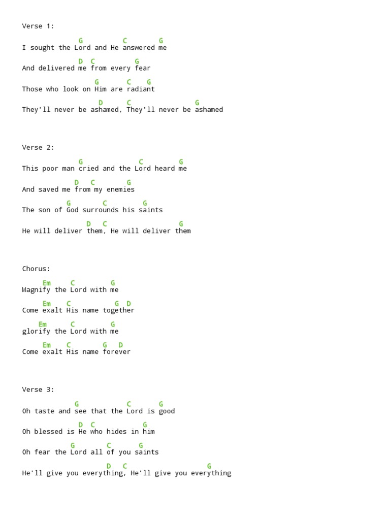 Shane and Shane - Psalm 34 Chords | PDF