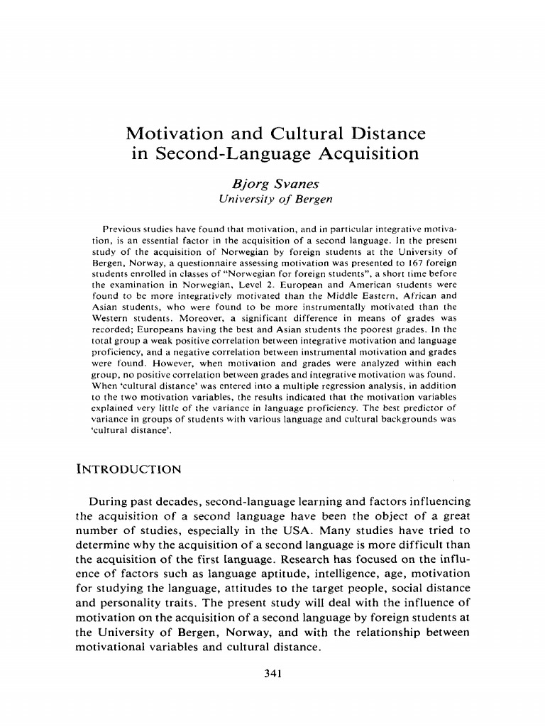 Motivation and Cultural Distance in Language Learning | PDF | Second ...
