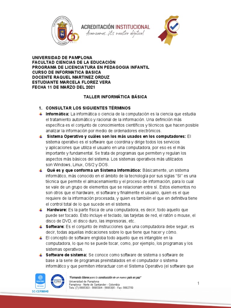 Taller Informática Básica Pdf Informática Hardware De La Computadora