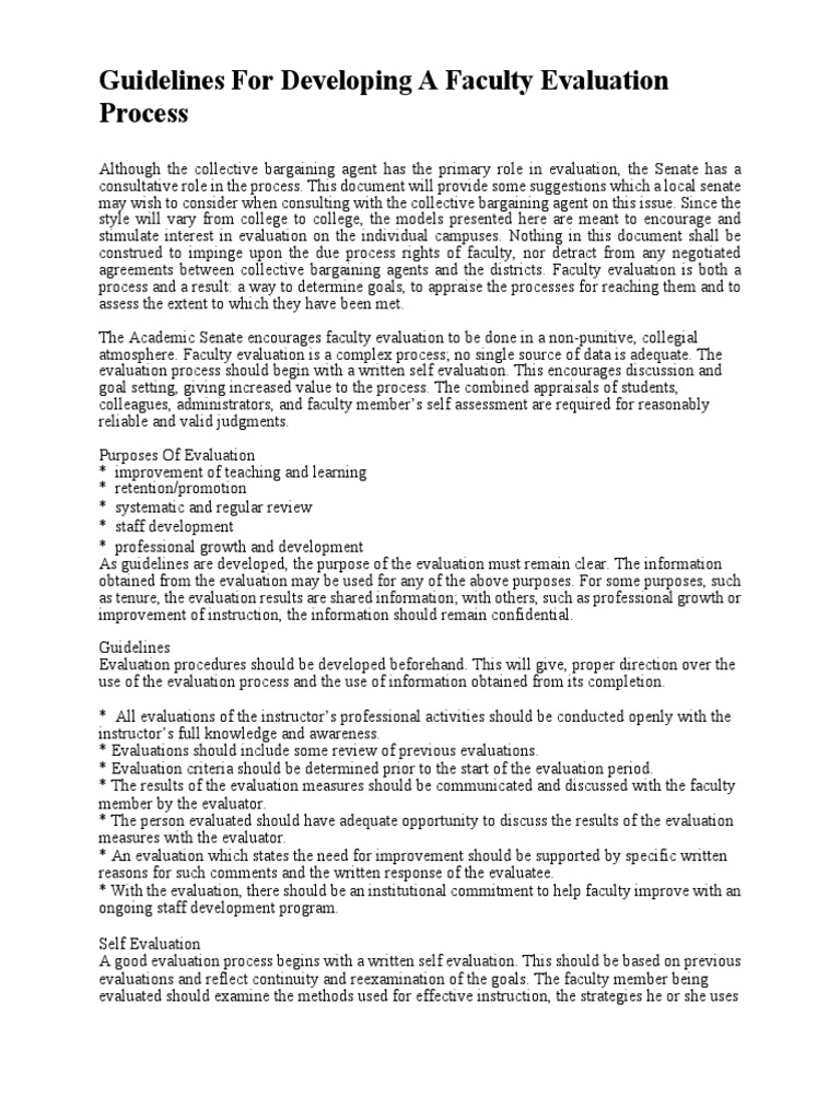 Guidelines For Developing A Faculty Evaluation Process | PDF | Teachers ...