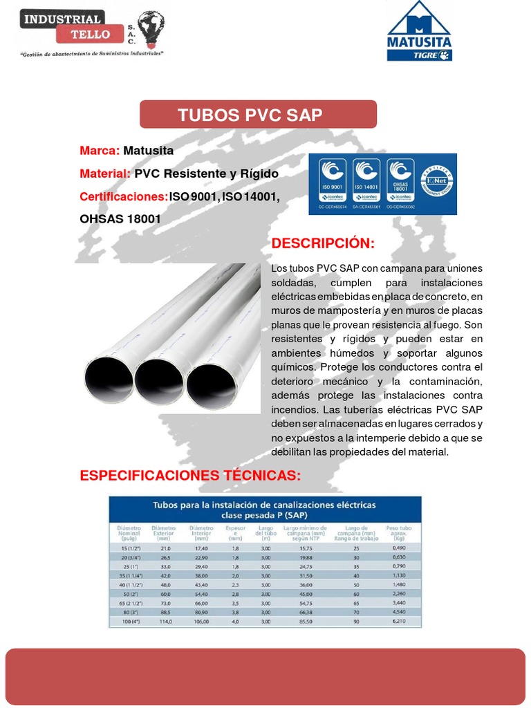 Ficha Técnica Tubo PVC SAP PDF