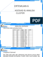 Pertemuan 6: Analisa Asosiasi & Analisa Cluster