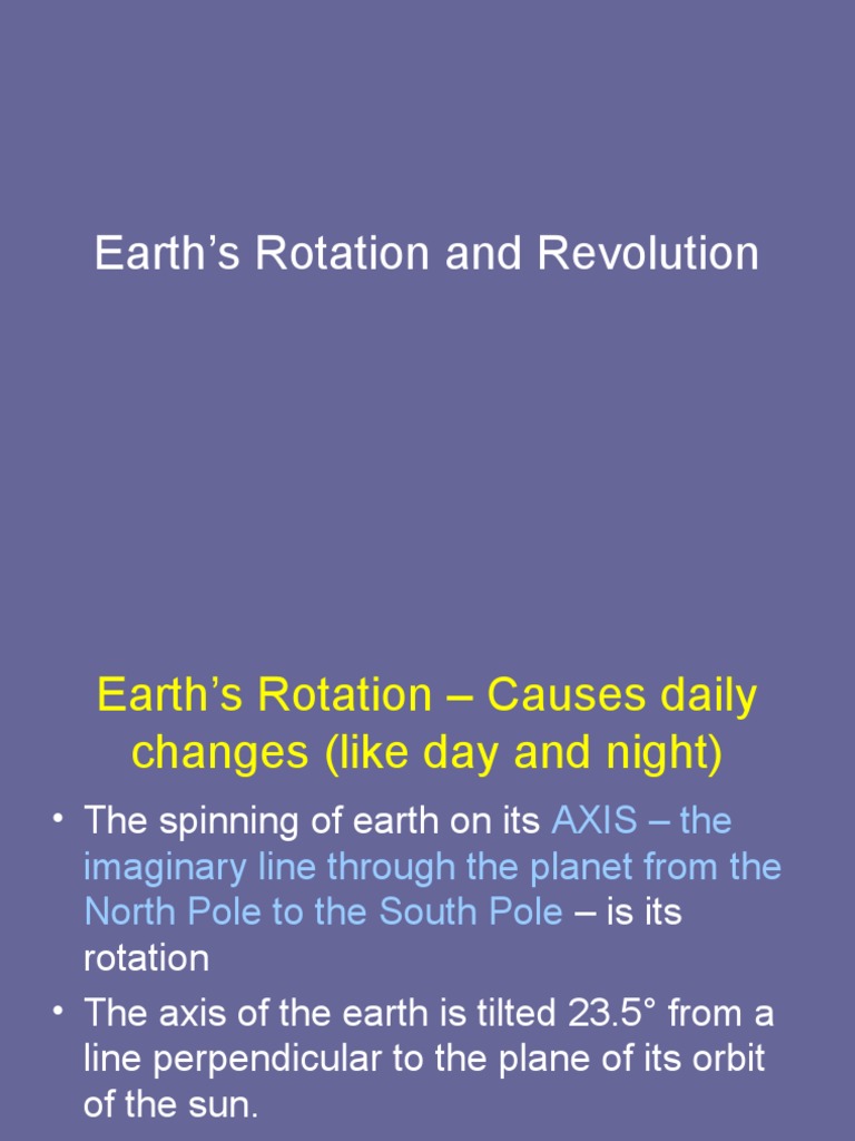 Earth s Rotation And Revolution PDF Rotation Earth