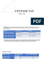 Percentage Tax: APRIL 17, 2021