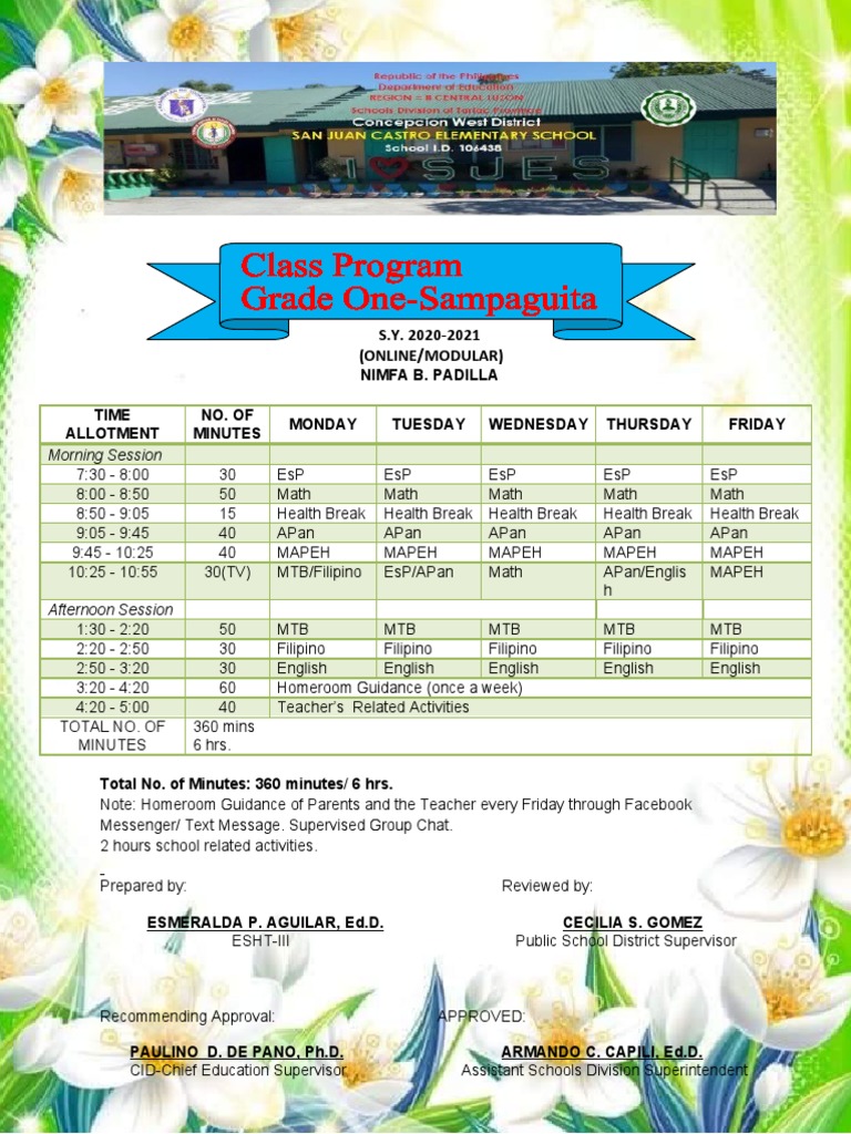 Class-Program-Grade 1 Sample | PDF