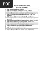 18Csc305J - Artificial Intelligence List of Lab Experiments