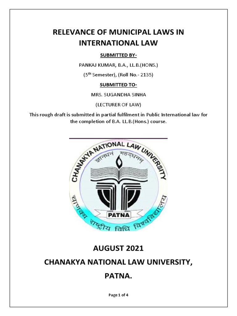 Navigating the Relationship Between Municipal Laws and International ...