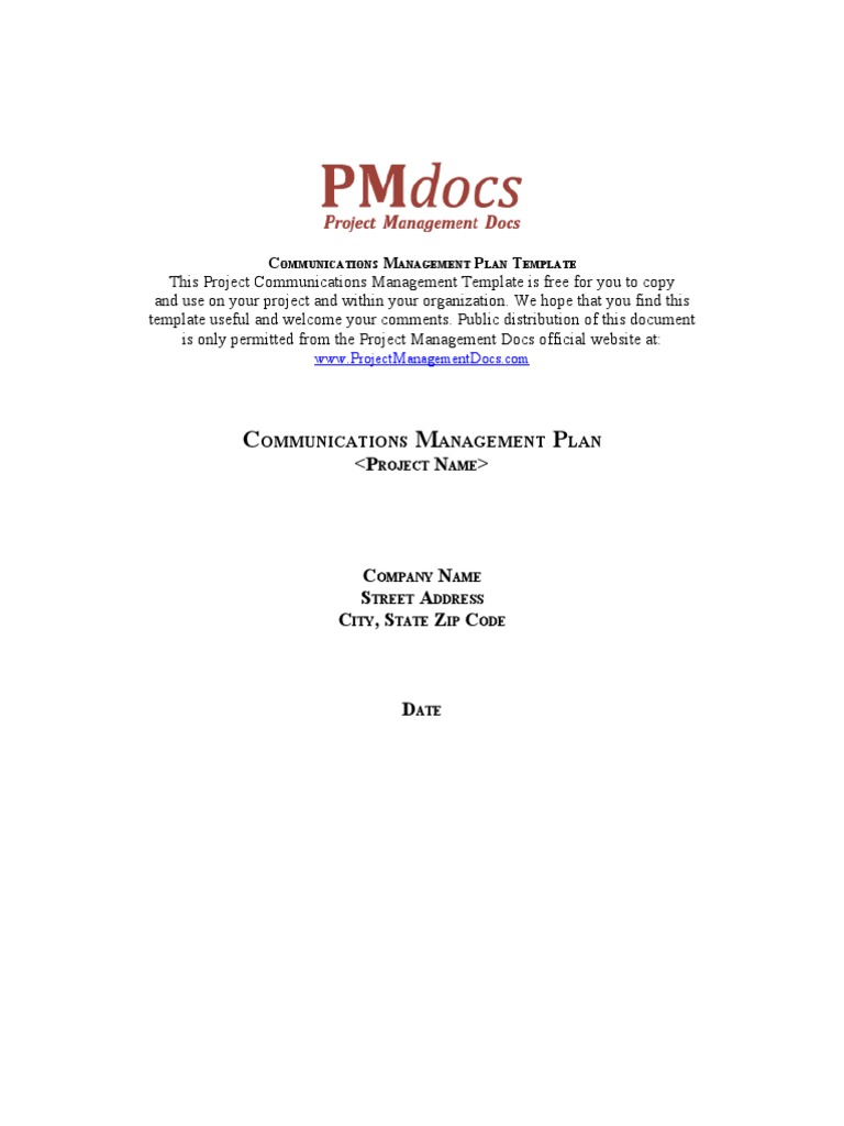 Communications Management Plan | PDF | Project Management | Business
