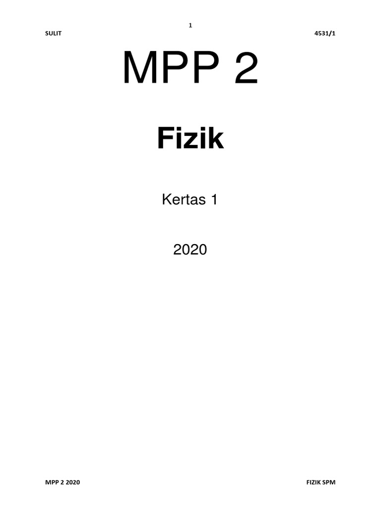 Fizik Kertas 1 Peperiksaan Pertengahan Tahun Mpp2 Terengganu 2020 Soalan Pdf
