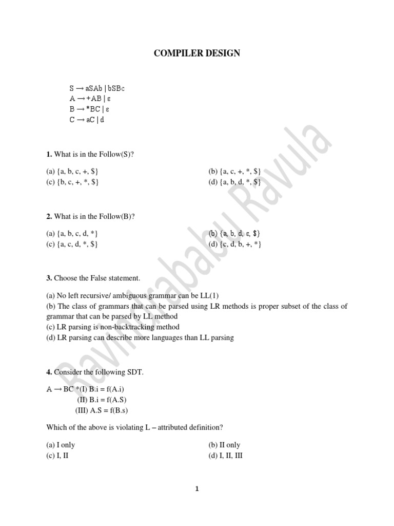 Compiler Design: Follow Sets & Parsing | PDF | Teaching Methods ...