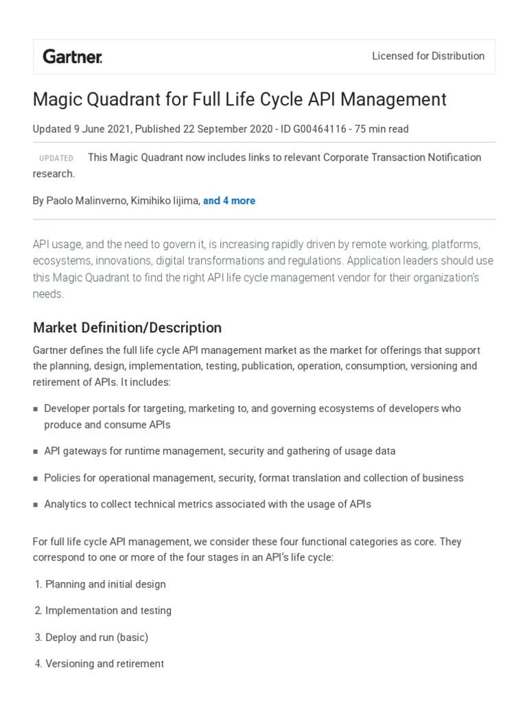 Gartner ESB APImanagement Jun20 PDF Cloud Computing Microsoft Azure