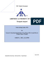 Airports Authority of India Tirupati Airport: NIT/ Tender Document