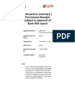 Transaction Summary (Provisional Receipt) Subject To Approval of Bank MIS Report