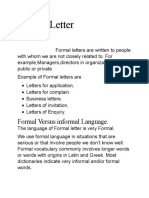 Formal Letter: Formal Versus Informal Language
