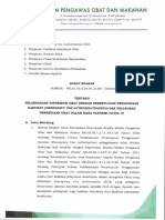 Surat Edaran Tentang Pelaksanaan Distribusi Obat Dengan Persetujuan Penggunaan Darurat