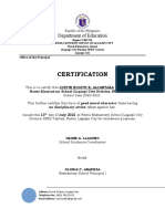 Certification: Department of Education