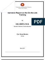 Narrative Report On The On-the-Job Training: Cid, Edrylyn B