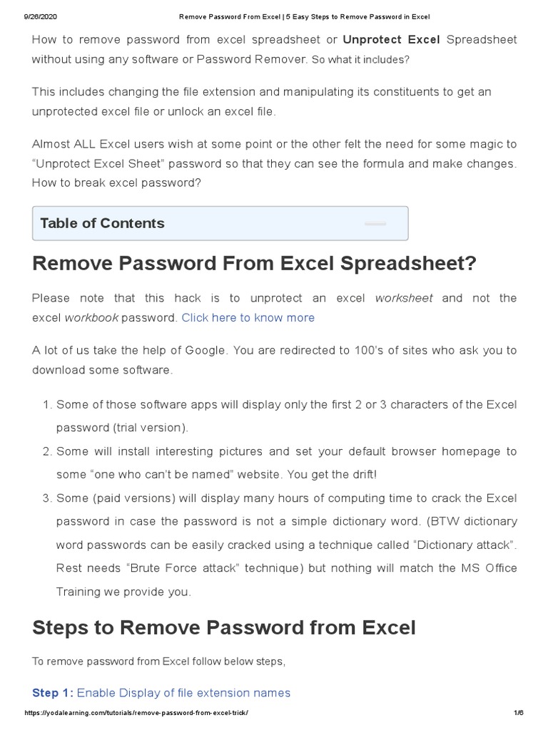 Remove Password From Excel - 5 Easy Steps To Remove Password in Excel ...