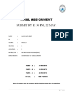 Final Assignment SUBMIT BY 11:59 PM, 22 MAY