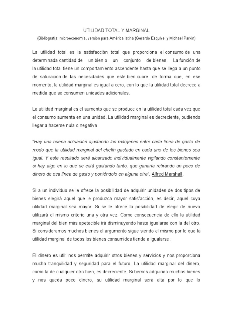 Utilidad Total y Marginal en Economía | PDF | Utilidad | Utilidad marginal