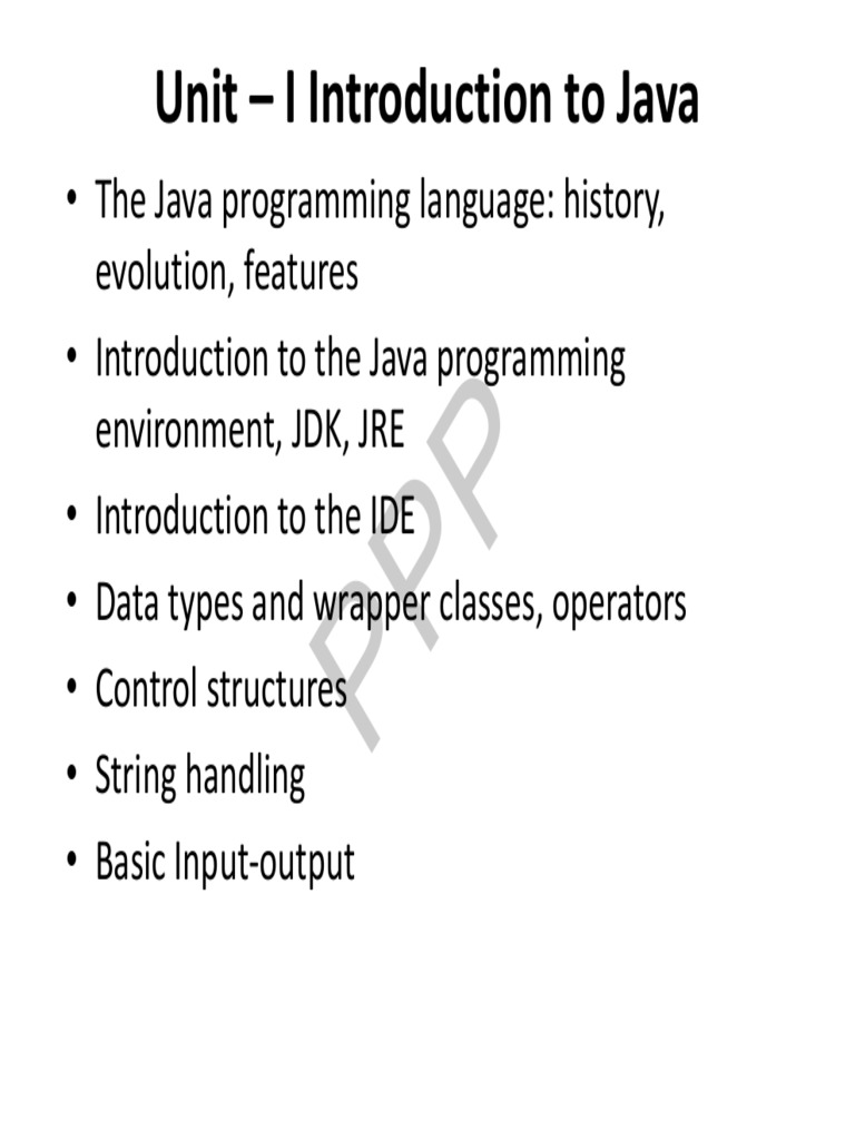 Unit - I Introduction To JAVA | PDF | Java (Programming Language ...