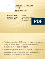 Electromagnetic Theory Unit - I: Subject Code Subject Name Staff Name