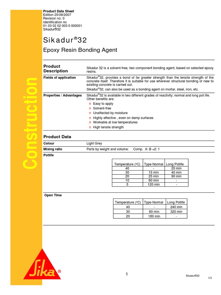 Sikadur 32 Epoxy Resin Bonding Agent PDF