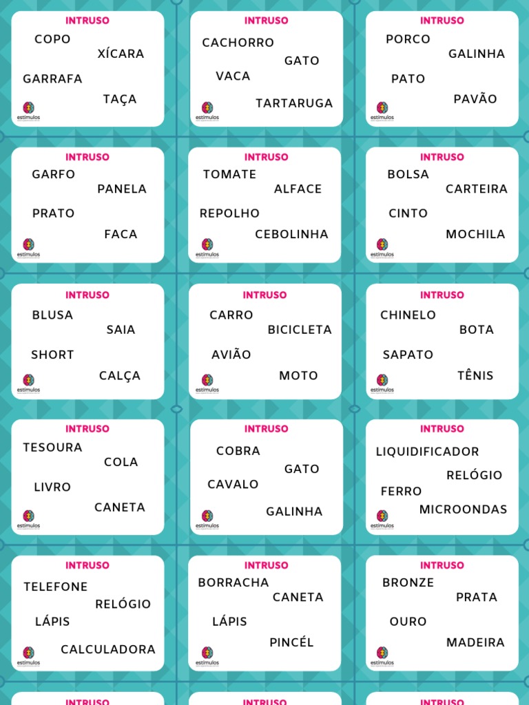 Jogo do Intruso: Identifique Palavras | PDF