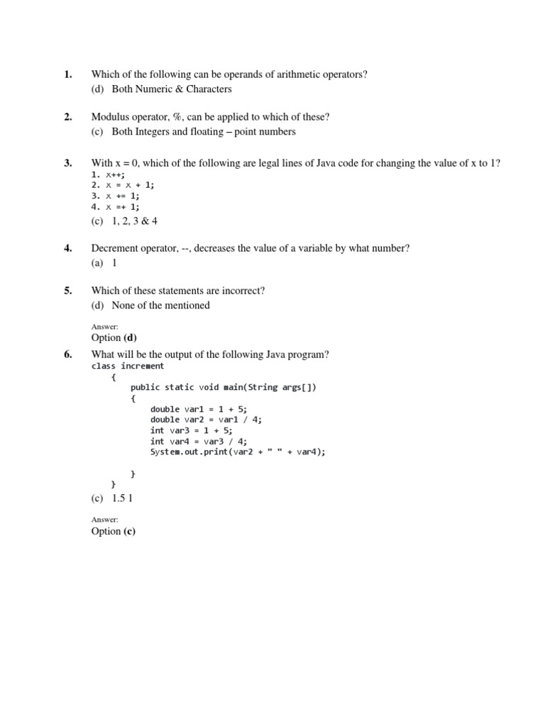 Java MCQ Unit 1 | PDF | Java Virtual Machine | Integer (Computer Science)