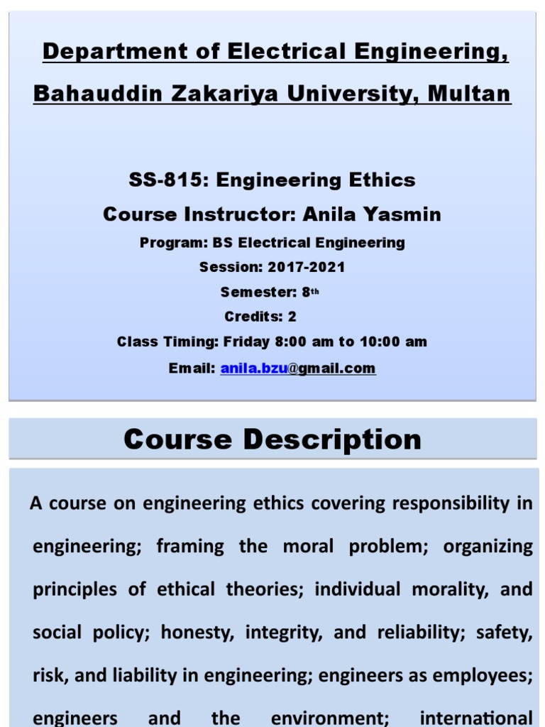 Engineering Ethics Course Overview | PDF | Engineering | Applied Ethics