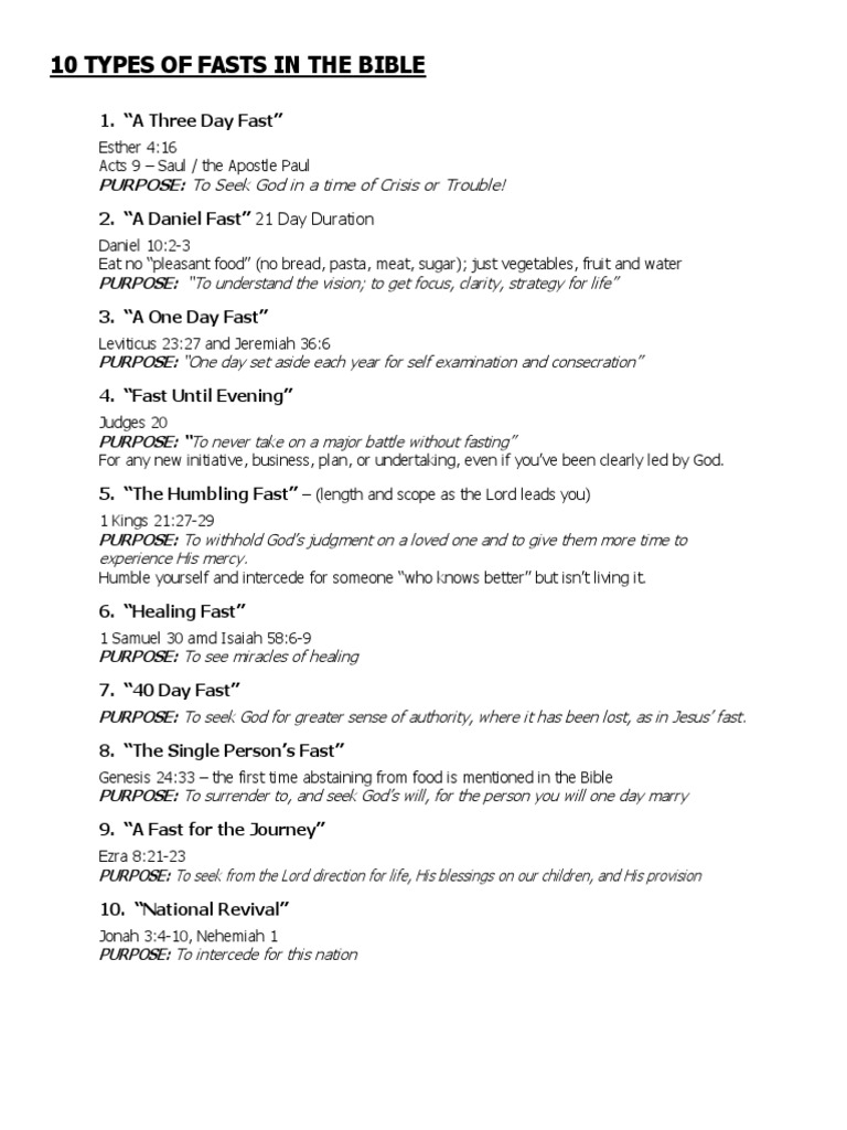 Types of Fasts in the Bible | PDF | Wellness | Religion & Spirituality