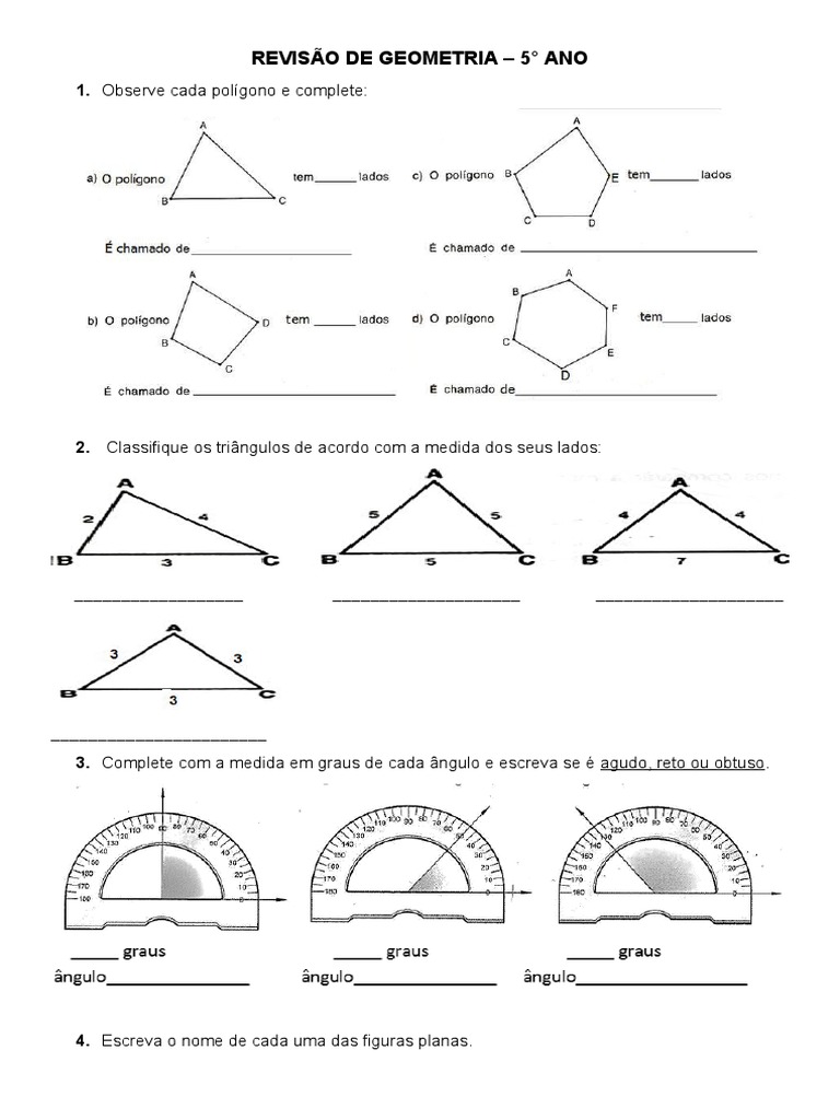 Geometria 5 Ano | PDF | Triângulo | Ângulo