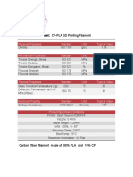 Technical Data Sheet: CF-PLA 3D Printing Filament: Physical Properties Standard Unit Typical Value