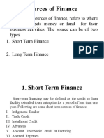 Sources of Finance