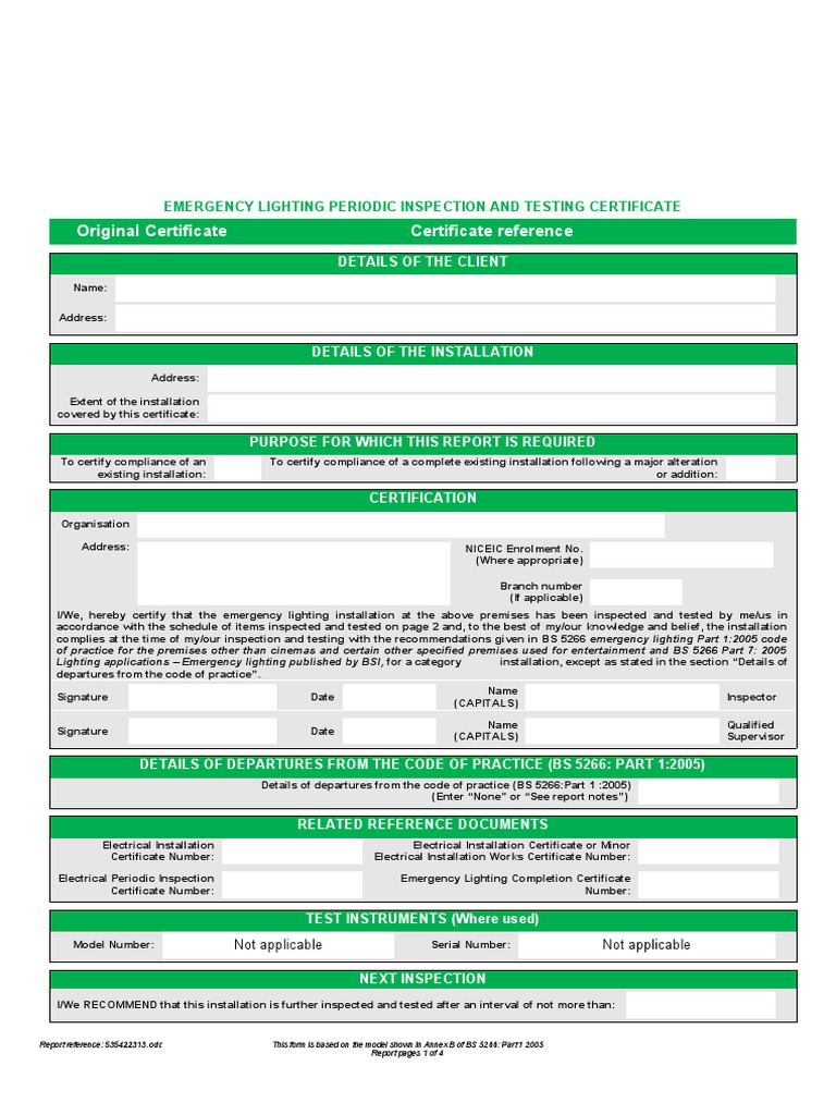 Emergency Lighting Periodic Inspection Green PDF Lighting