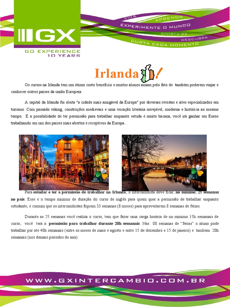 Irlanda Estudo e Trabalho | PDF | Visto para viagem | República da Irlanda