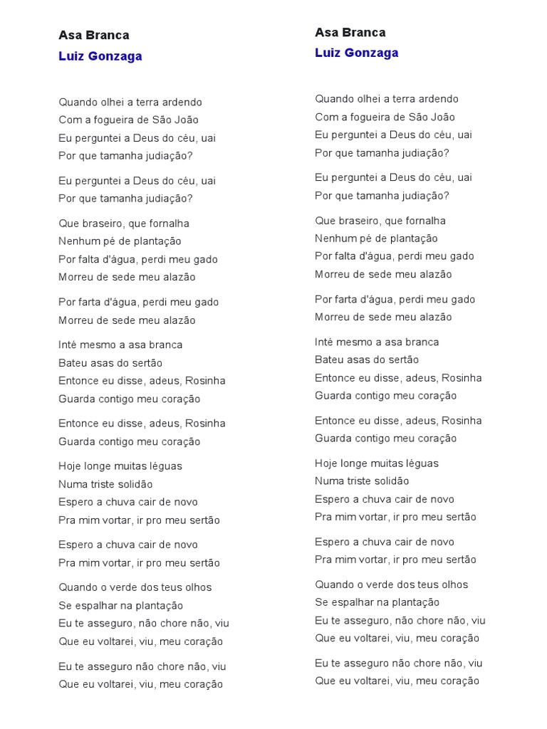 Letra Asa Branca Pdf