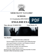 English Exam: Merchant Taylors' School