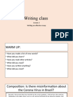 Writing Class: Lesson 2 Writing An Effective Essay