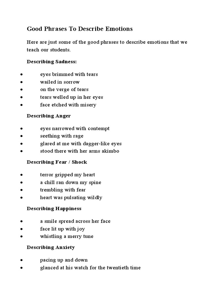 Good Phrases To Describe Emotions PDF