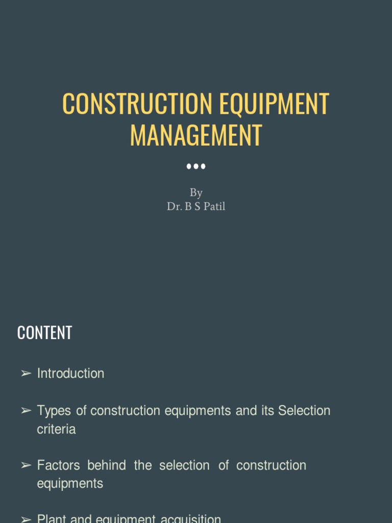 Construction Equipment Management Guide | PDF | Crane (Machine)