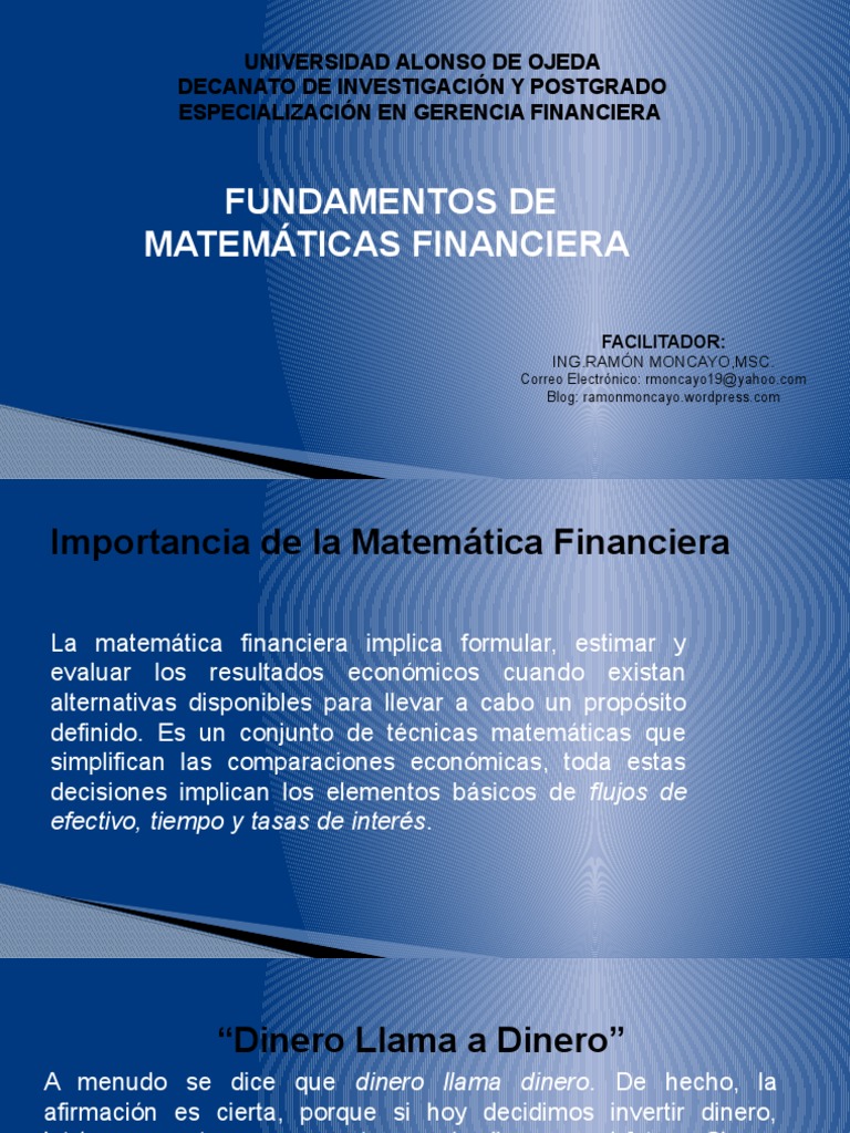 Fundamentos de Matemáticas Financieras | PDF | Interés | Finanzas ...
