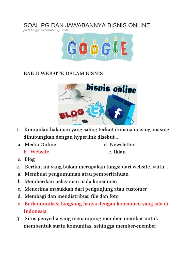 Bisnis Online: Uji Pemahaman Anda Melalui Soal Pilihan Ganda dan Pembahasannya