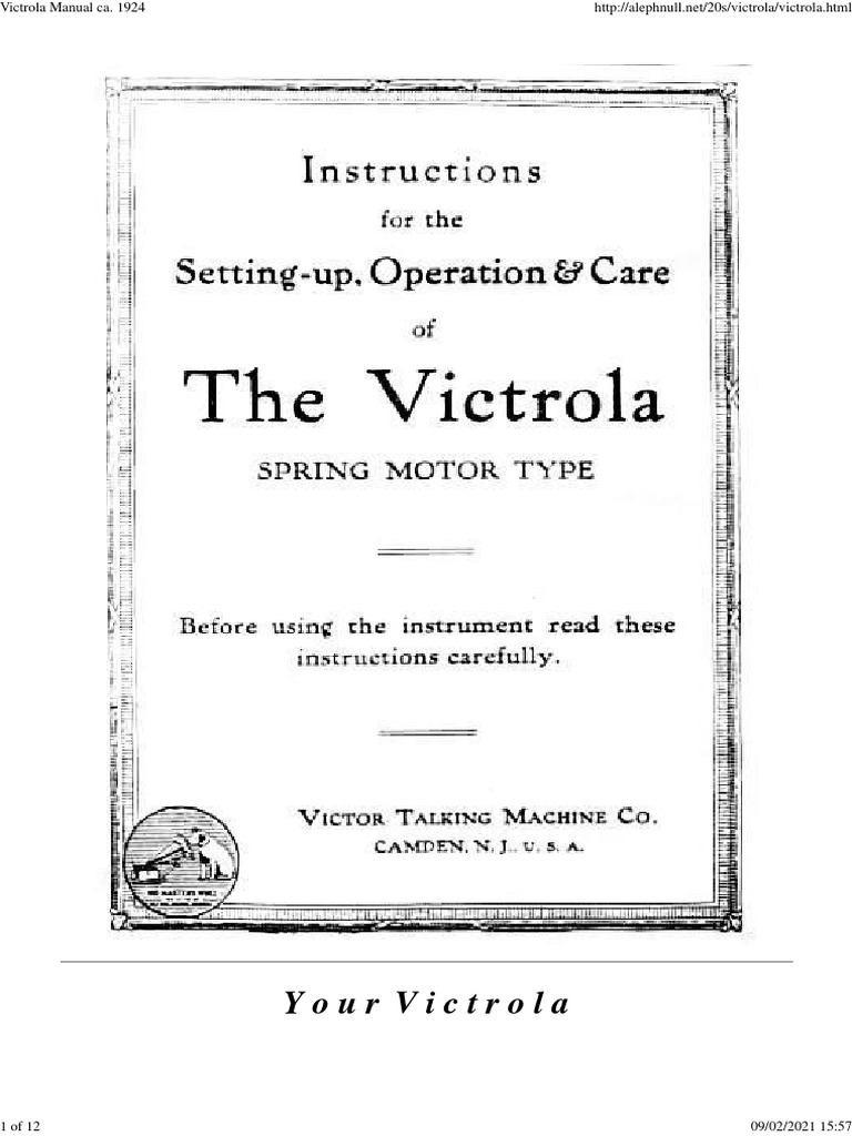 Victrola Manual PDF Phonograph pic picture